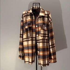 Plaid Flannel in Brown Blue and Tan